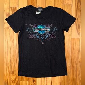 Harley-Davidson Black Tee with Vibrant Graphic